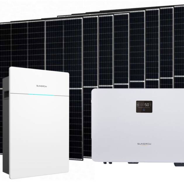 Kit Fotovoltaico Monofase 3 kW + 5 kWh batterie - Inverter Ibrido Monofase SUNGROW 3kW SH3.0RS V13 + Batteria accumulo 5kWh SGR SBS050 + 7 Pannelli Fotovoltaici bifacciali 450W, JA SOLAR JAM54D40-450/LB, Meter e Wi-Fi